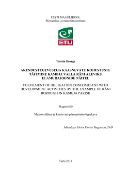 Arendustegevusega Kaasnevate Kohustuste Täitmine Kambja Valla Räni Aleviku Elamurajoonide Näitel