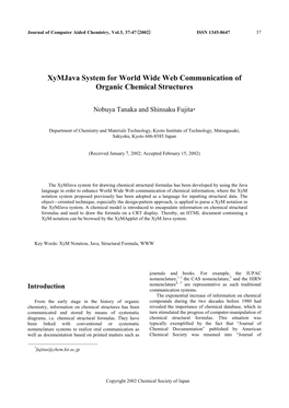 Xymjava System for World Wide Web Communication of Organic Chemical Structures