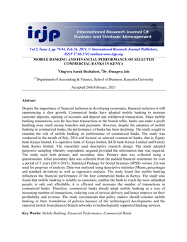 Mobile Banking and Financial Performance of Selected Commercial Banks in Kenya