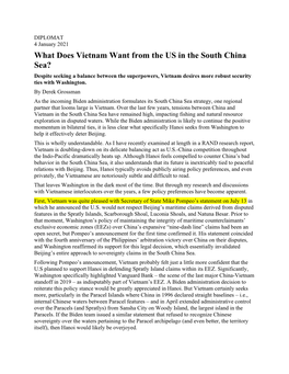 What Does Vietnam Want from the US in the South China Sea?