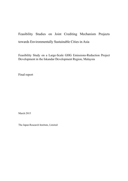 Feasibility Studies on Joint Crediting Mechanism Projects Towards Environmentally Sustainable Cities in Asia