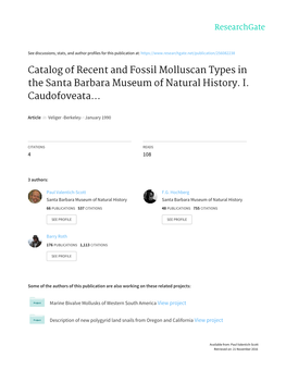 Catalog of Recent and Fossil Molluscan Types in the Santa Barbara Museum of Natural History. I. Caudofoveata