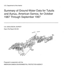 Summary of Ground-Water Data for Tutuila and Aunuu, American Samoa, for October 1987 Through September 1997