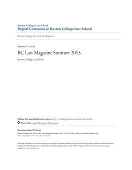 BC Law Magazine Summer 2015 Boston College Law School