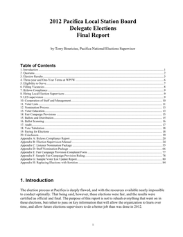 2012 Pacifica Local Station Board Delegate Elections Final Report