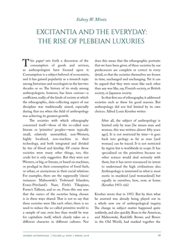 Excitantia and the Everyday: the Rise of Plebeian Luxuries