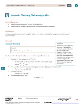 Lesson 8: the Long Division Algorithm