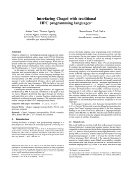 Interfacing Chapel with Traditional HPC Programming Languages ∗