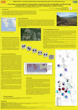 Final Report on the Analysis of Charred Plant Remains from the Late Neolithic and Bronze Age Riverside Site of Longas Elatis in Western Macedonia, Northern Greece