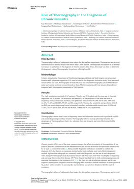 Role of Thermography in the Diagnosis of Chronic Sinusitis