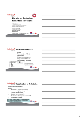 Update on Australian Rickettsial Infections