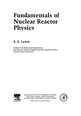 Fundamentals of Nuclear Reactor Physics