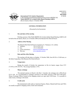 ASB/9-IP/01 30/06/08 REVISED International Civil Aviation