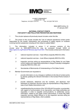 MSC-MEPC.6/Circ.19 31 January 2021 NATIONAL CONTACT