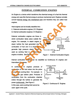 Internal Combustion Engines (Elective) (Me667) Sixth Semester