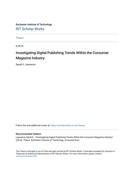 Investigating Digital Publishing Trends Within the Consumer Magazine Industry