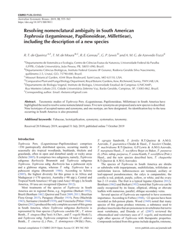 Resolving Nomenclatural Ambiguity in South American Tephrosia (Leguminosae, Papilionoideae, Millettieae), Including the Description of a New Species