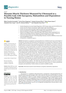 Masseter Muscle Thickness Measured by Ultrasound As a Possible Link with Sarcopenia, Malnutrition and Dependence in Nursing Homes