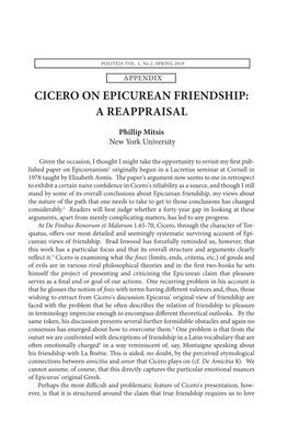 Cicero on Epicurean Friendship: a Reappraisal 109
