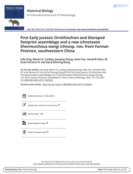 First Early Jurassic Ornithischian and Theropod Footprint Assemblage and a New Ichnotaxon Shenmuichnus Wangi Ichnosp