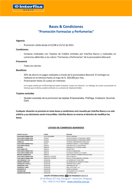 Bases & Condiciones "Promoción Farmacias Y Perfumerías"