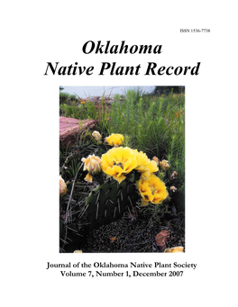 Journal of the Oklahoma Native Plant Society, Volume 7, Number 1