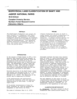 Biophysical Land Classification of Banff and Jasper National Parks