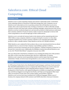 Salesforce.Com: Ethical Cloud Computing