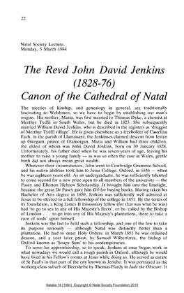 The Revd John David Jenkins (1828-76)