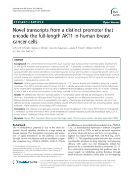 Novel Transcripts from a Distinct Promoter That Encode the Full-Length