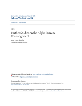 Further Studies on the Allylic Diazene Rearrangement Maha Laxmi Shrestha University of Arkansas, Fayetteville