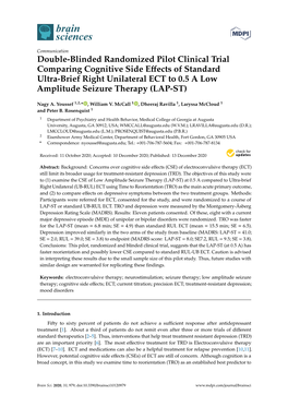 Double-Blinded Randomized Pilot Clinical Trial Comparing Cognitive