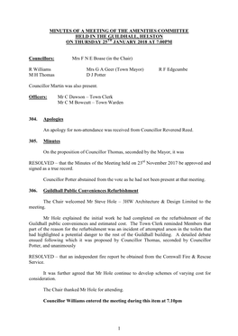 Minutes of a Meeting of Helston Town Council