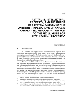 Antitrust, Intellectual Property, and the Itunes Ecosystem