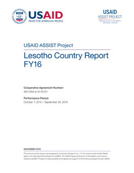 Lesotho Country Report FY16