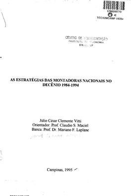 • As Estratégias Das Montadoras Nacionais No