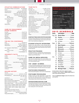 2015 SCHEDULE Facility Operations