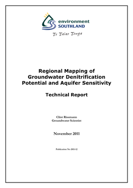 Regional Mapping of Groundwater Denitrification Potential and Aquifer Sensitivity