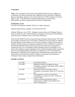 97 H.R.6011 Title: a Bill to Designate Certain Lands in the Bankhead National Forest, Alabama, As a Wilderness Area and to Incor