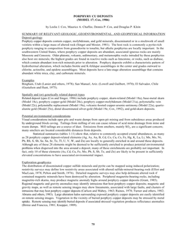 PORPHYRY CU DEPOSITS (MODEL 17; Cox, 1986) by Leslie J. Cox