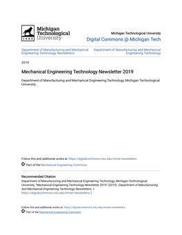 Mechanical Engineering Technology Newsletter 2019