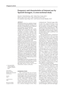 Frequency and Characteristics of Internet Use by Spanish Teenagers