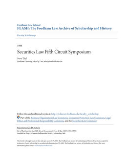 Securities Law Fifth Circuit Symposium, 34 Loy
