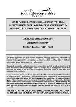 List of Planning Applications and Other Proposals