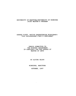 George Flett, Native Presbyterian Missionary: "Old Philosopher"/"Rev 'D Gentleman1'