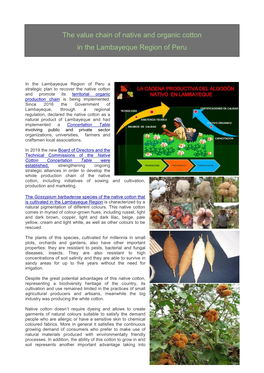 The Value Chain of Native and Organic Cotton in the Lambayeque Region