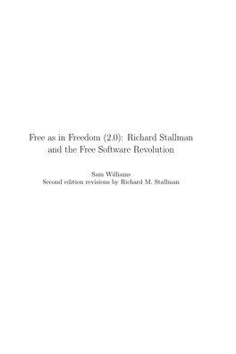 Free As in Freedom (2.0): Richard Stallman and the Free Software Revolution
