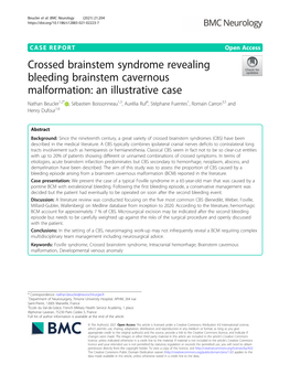 Crossed Brainstem Syndrome Revealing