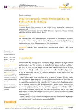 Organic–Inorganic Hybrid Nanosystems for Photodynamic Therapy