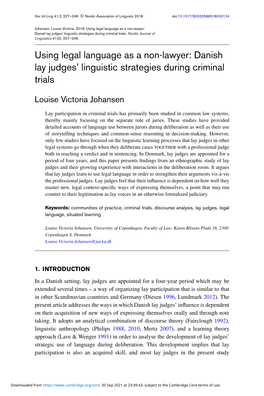 Danish Lay Judges' Linguistic Strategies